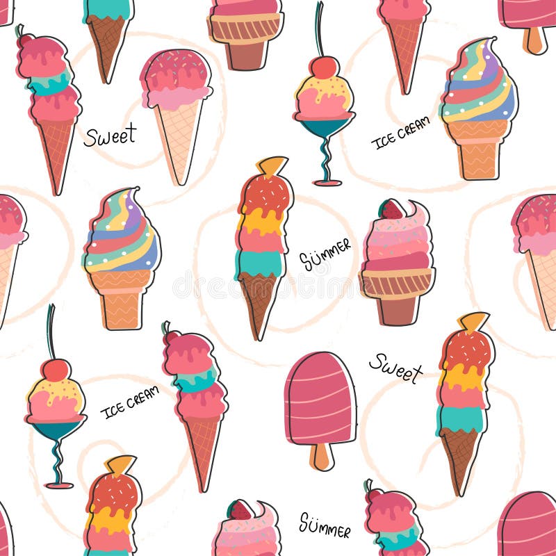 Dé a modelo en colores pastel exhausto del helado el fondo inconsútil libre illustration Dé a modelo en colores pastel exhausto del helado el fondo inconsútil libre illustration