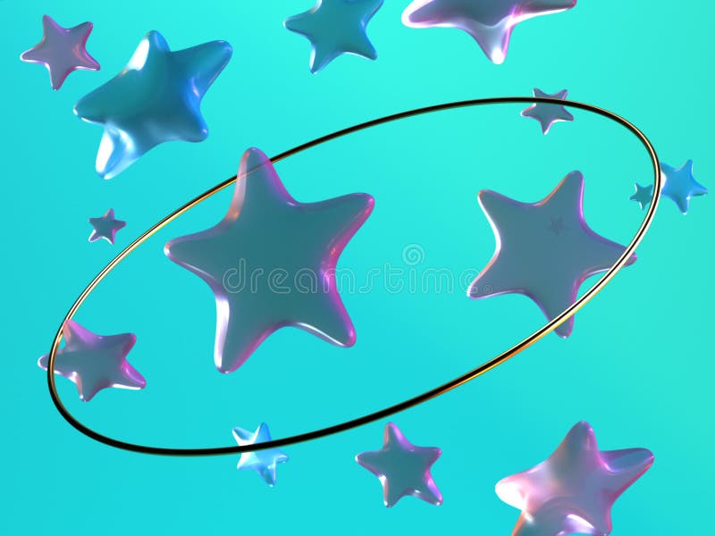 décoration de lévitation de cercle d'or d'étoile bleue de rose du rendu 3d illustration de vecteur décoration de lévitation de cercle d'or d'étoile bleue de rose du rendu 3d illustration de vecteur