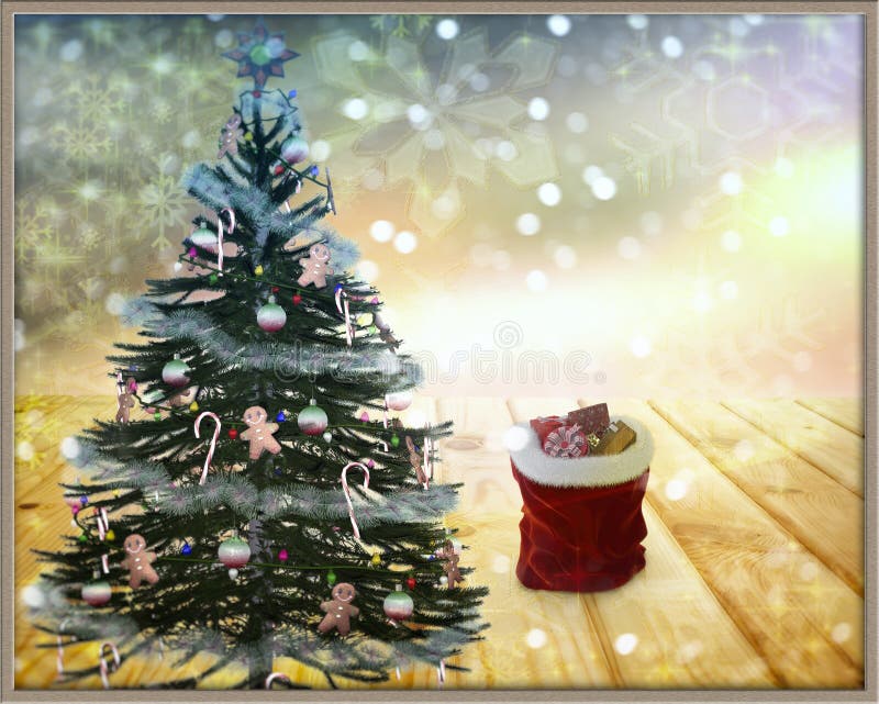 Décoration de Noël et de nouvelle année pour les vacances rendu 3d photographie stock Décoration de Noël et de nouvelle année pour les vacances rendu 3d photographie stock