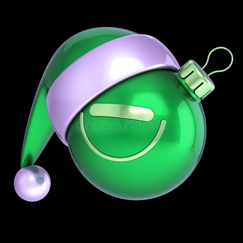 Décoration de sourire d'émoticône de chapeau de Santa Claus de boule de Noël de bande dessinée illustration libre de droits Décoration de sourire d'émoticône de chapeau de Santa Claus de boule de Noël de bande dessinée illustration libre de droits