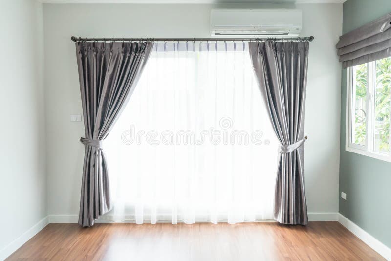 empty curtain interior decoration on wall in living room. empty curtain interior decoration on wall in living room