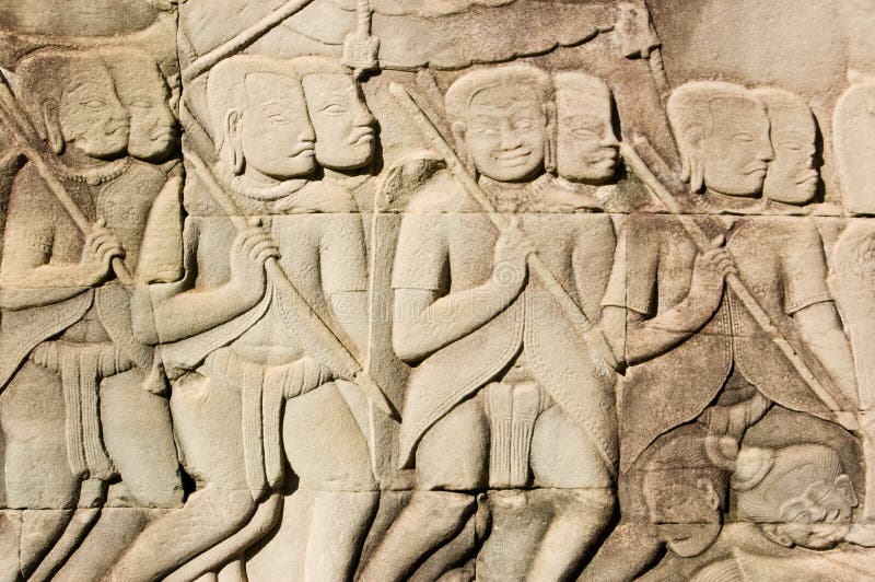 Découpage antique d'armée de Khmer photos stock