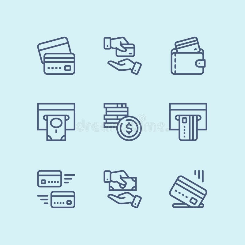 Payment, finance and money flat lineal vector icons. Payment, finance and money flat lineal vector icons