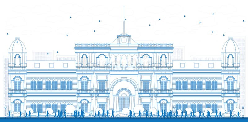 Décrivez le bâtiment d'université ou d'université dans le style classique illustration stock Décrivez le bâtiment d'université ou d'université dans le style classique illustration stock