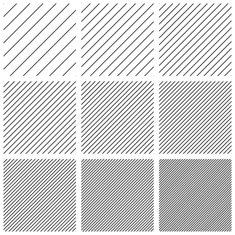 Définir des motifs carrés avec des bandes de lignes diagonales, des lignes parallèles vectorielles texture du papier peint