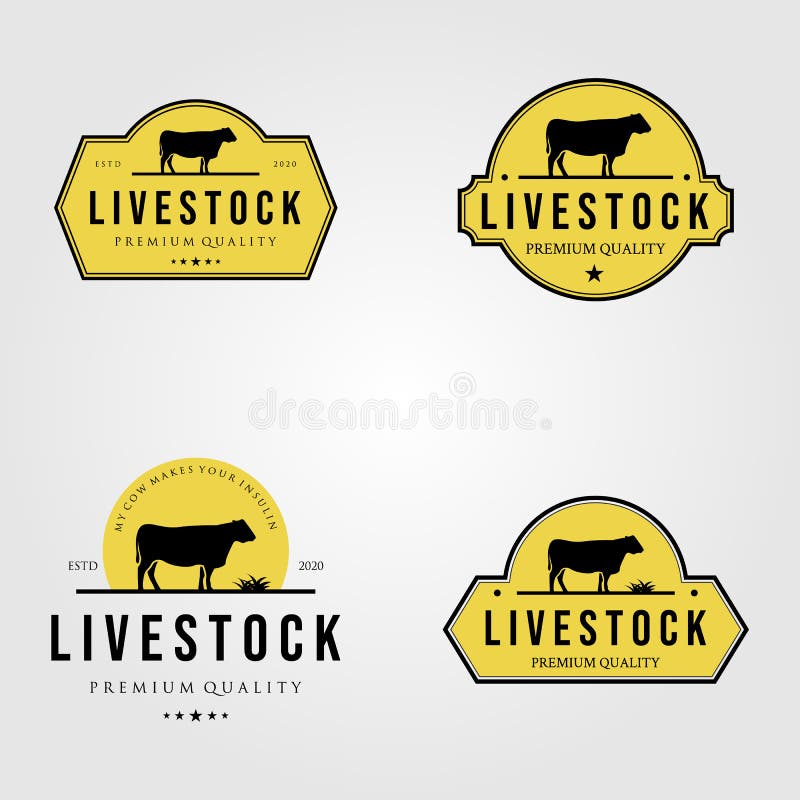 Set of cow livestock logo vintage vector illustration design. Set of cow livestock logo vintage vector illustration design.