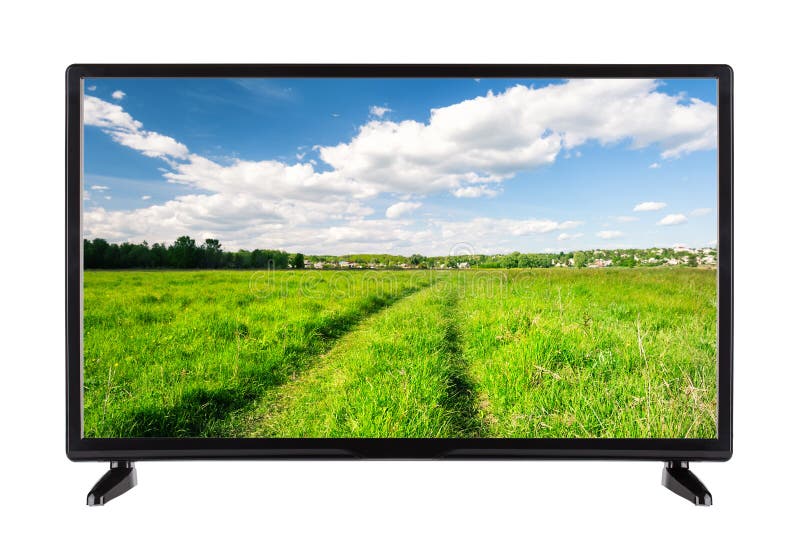 Définition TV élevée plate avec une route de campagne sur l'écran photographie stock Définition TV élevée plate avec une route de campagne sur l'écran photographie stock