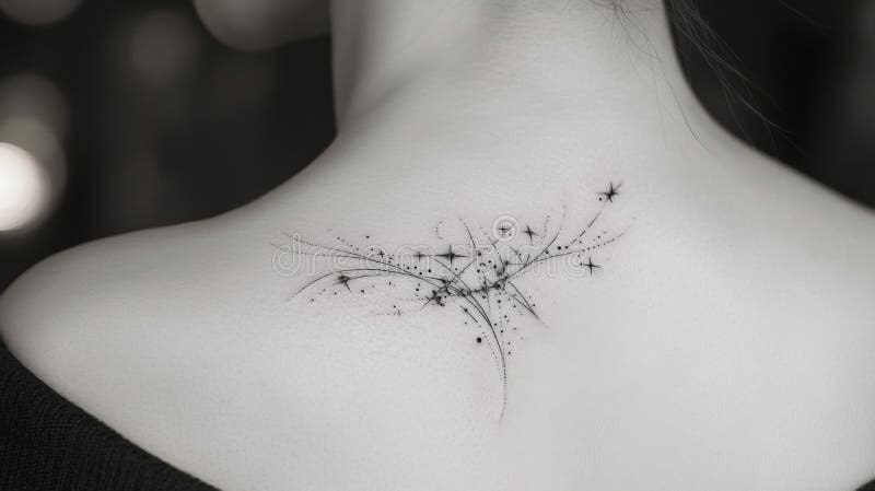 Délicat Résumé Tatouage sur les femmes Retour et Cou illustration stock