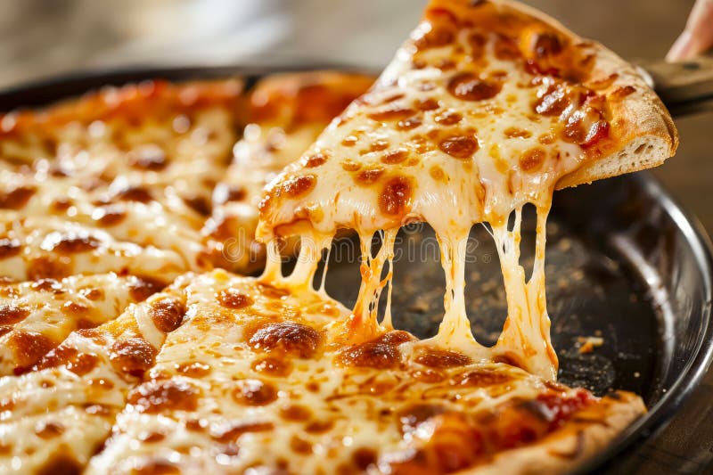 Délicieuse tranche de pizza au fromage fondu de goey image libre de droits