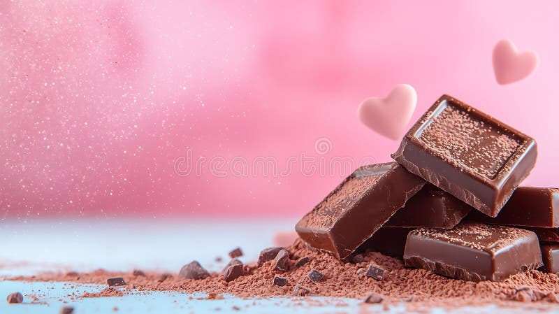 Délicieuses pièces de chocolat noir&minimalisme de cacao illustration stock