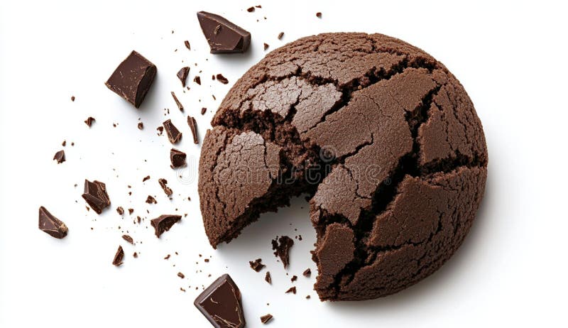 Délicieux chocolat crumble cookie avec des morceaux de chocolat foncé isolé sur fond blanc sucré traiter illustration stock