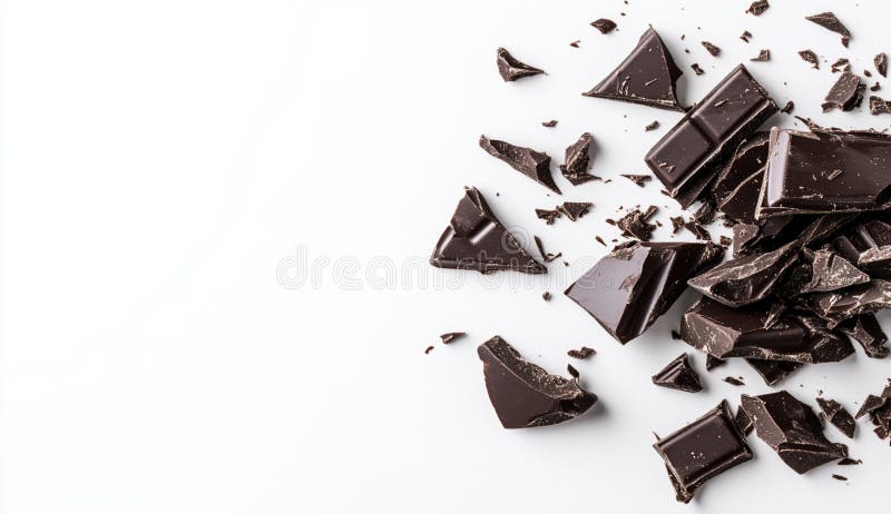 Délicieux chocolat foncé parsemé sur fond blanc dessert gourmet sucré gourmand goûter gourmande collation illustration de vecteur