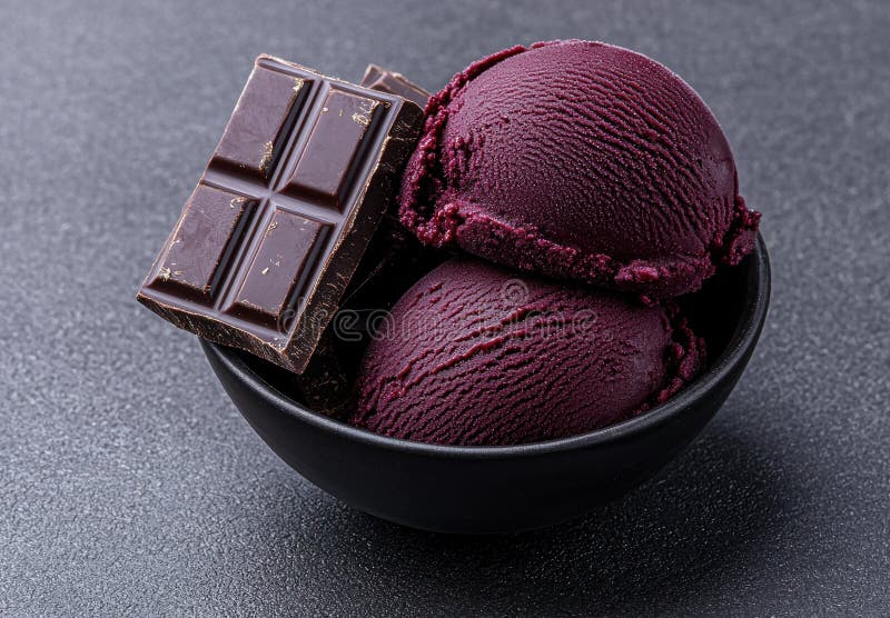 Délicieux chocolat noir et crème glacée de prune dessert. illustration stock