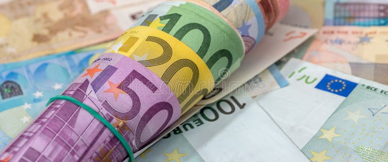 Flat lay of euros banknotes, lot of EU money. Saving investment concept. Flat lay of euros banknotes, lot of EU money. Saving investment concept