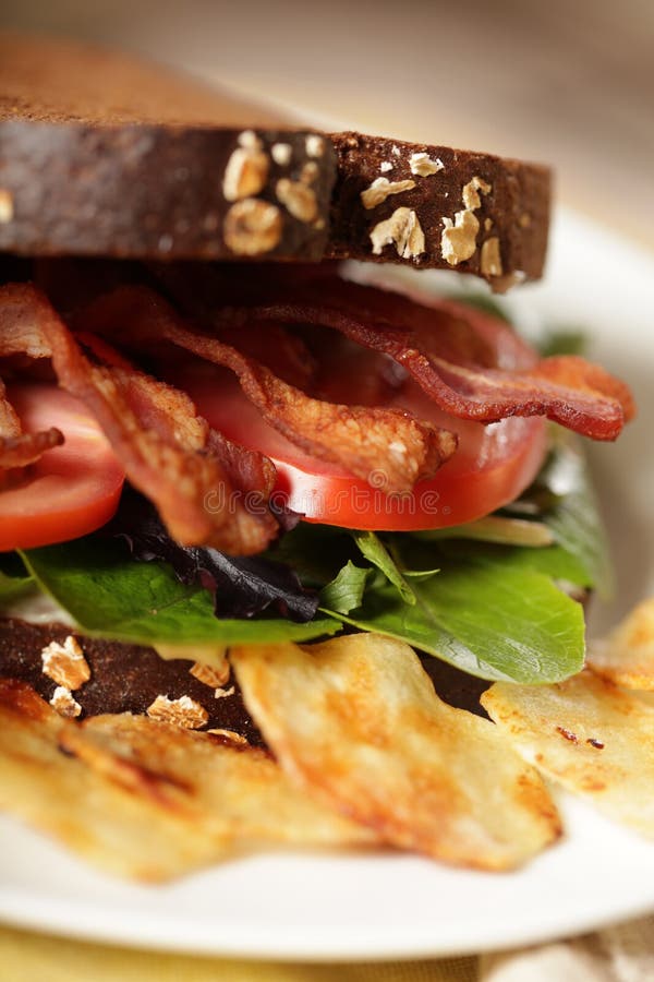 Crispy bacon, lettuce and tomato sandwich. Crispy bacon, lettuce and tomato sandwich
