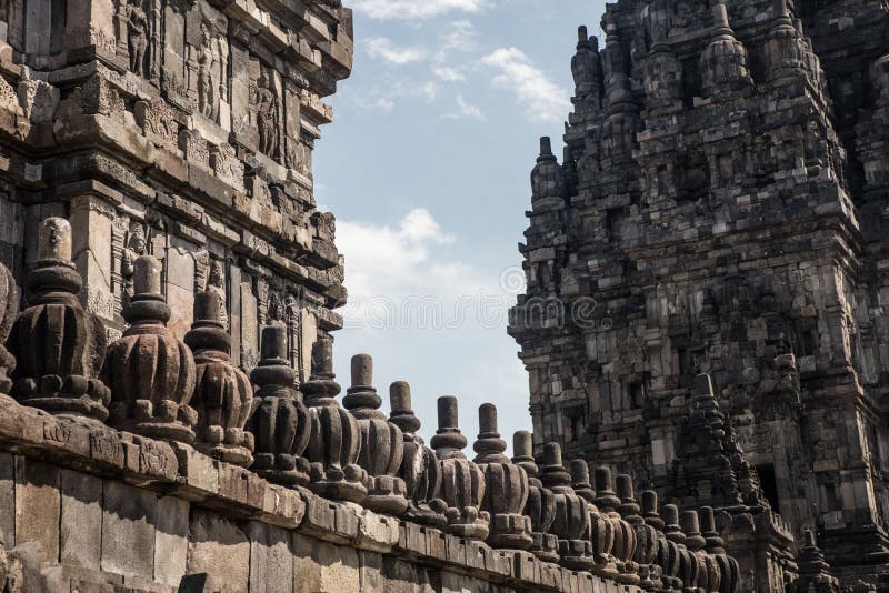 Détail de maçonnerie au temple hindou de Prambanan photo stock Détail de maçonnerie au temple hindou de Prambanan photo stock