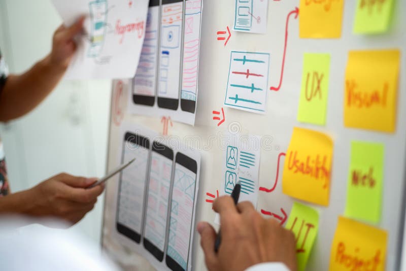 Développement créatif des sites Web de programmation pour des applications mobiles Concept de construction d'expérience d'utilisa photo stock