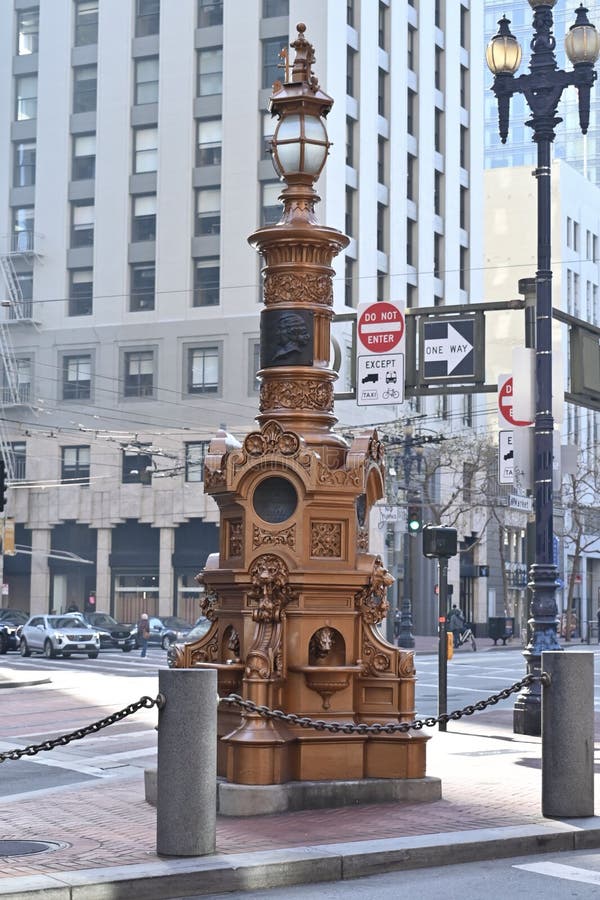 Charlotte Crabtree, better known as Lotta, was born in New York City in 1847, but first rose to fame, and wealth, in San Francisco as a child actor and singer. She would become the highest paid singer of her time. 
Even after she went back to the East Coast, she always and fondly remembered San Francisco, and donated this fountain to the city, the first monument in the city, on the 25 anniversary of statehood.
During the 1906 Earthquake, it became a gathering place, and every year since, survivors would return and celebrate and remember. After the last two survivors died by 2015, starting in 2016, there were reenactments instead.
As seen 21 December 2022. Charlotte Crabtree, better known as Lotta, was born in New York City in 1847, but first rose to fame, and wealth, in San Francisco as a child actor and singer. She would become the highest paid singer of her time. 
Even after she went back to the East Coast, she always and fondly remembered San Francisco, and donated this fountain to the city, the first monument in the city, on the 25 anniversary of statehood.
During the 1906 Earthquake, it became a gathering place, and every year since, survivors would return and celebrate and remember. After the last two survivors died by 2015, starting in 2016, there were reenactments instead.
As seen 21 December 2022.