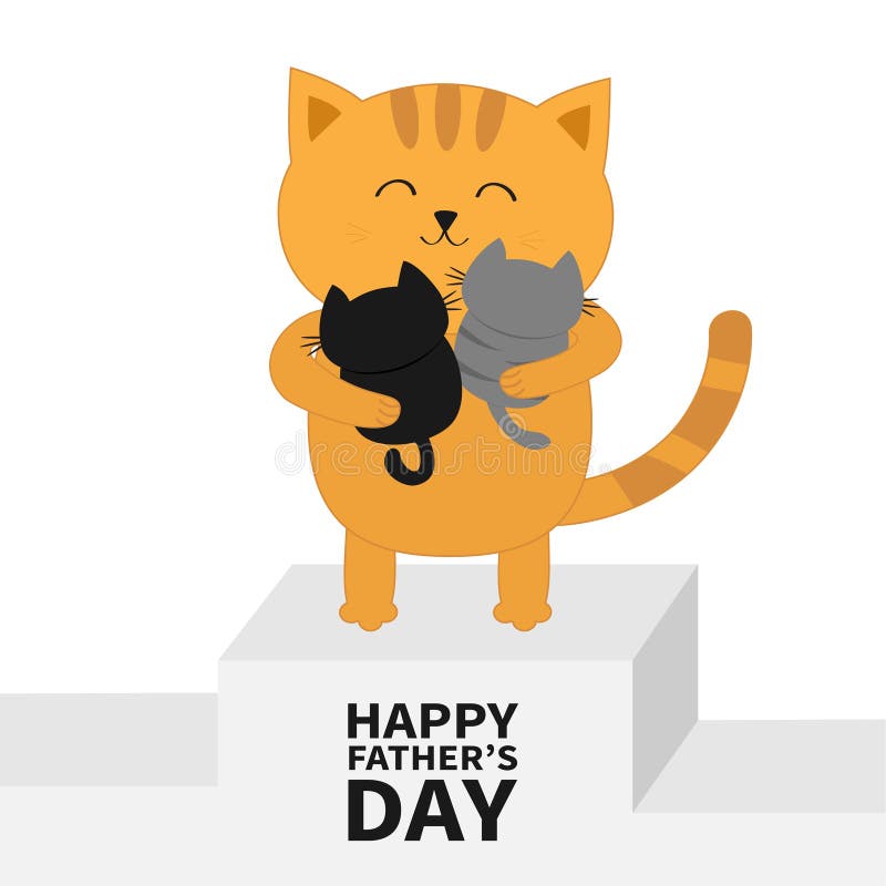 Día de padres feliz Gato que abraza el gatito del bebé Gatitos en las manos Podio del lugar del soporte del ganador primer pedist ilustración del vector Día de padres feliz Gato que abraza el gatito del bebé Gatitos en las manos Podio del lugar del soporte del ganador primer pedist ilustración del vector