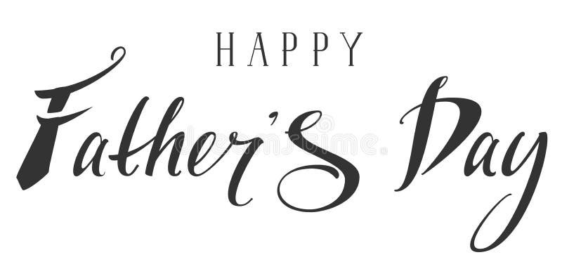 Día de padres feliz Texto de la escritura de la mano de las letras stock de ilustración