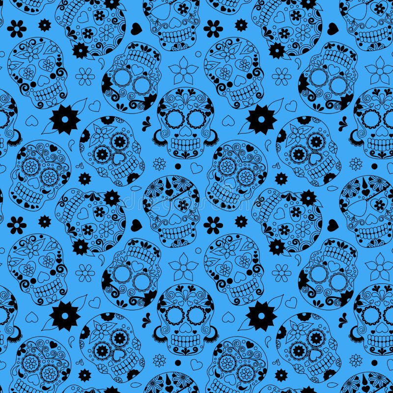 Día de Sugar Skull Seamless Vector Background muerto stock de ilustración Día de Sugar Skull Seamless Vector Background muerto stock de ilustración