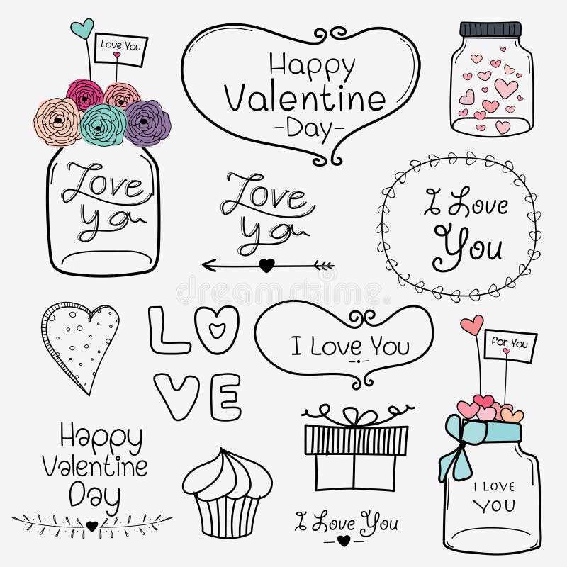 Día de tarjeta del día de San Valentín feliz Sistema de los elementos retros de Valentine Day Labels And Typography del vintage libre illustration Día de tarjeta del día de San Valentín feliz Sistema de los elementos retros de Valentine Day Labels And Typography del vintage libre illustration