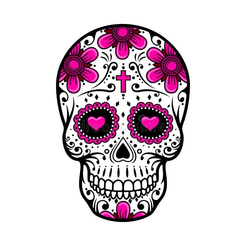 Día del cráneo muerto tatuaje de la flor del azúcar Ilustración del vector stock de ilustración Día del cráneo muerto tatuaje de la flor del azúcar Ilustración del vector stock de ilustración