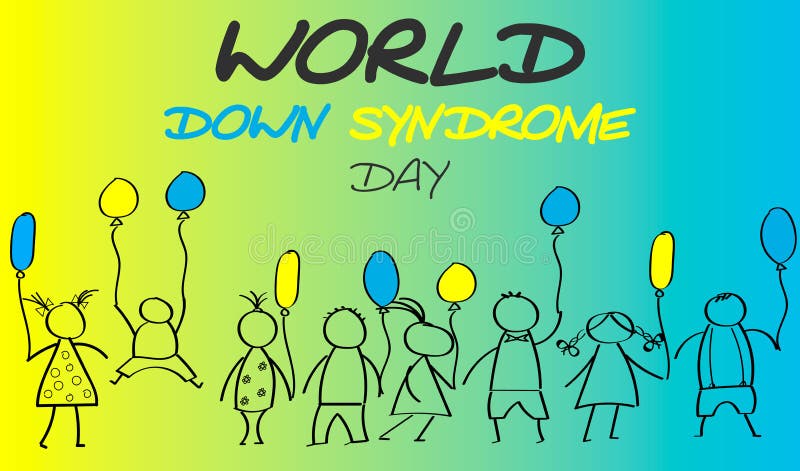 Día del mundo de Síndrome de Down Garabatos para los niños con vagos coloreados