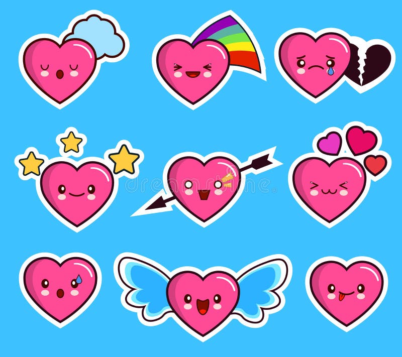 Día determinado de la tarjeta del día de San Valentín s del corazón del icono divertido del emoticon ilustración del vector Día determinado de la tarjeta del día de San Valentín s del corazón del icono divertido del emoticon ilustración del vector