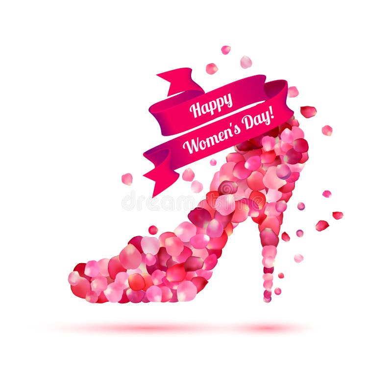 ¡Día feliz del ` s de la mujer! Día de fiesta del 8 de marzo Zapato de los tacones altos stock de ilustración ¡Día feliz del ` s de la mujer! Día de fiesta del 8 de marzo Zapato de los tacones altos stock de ilustración