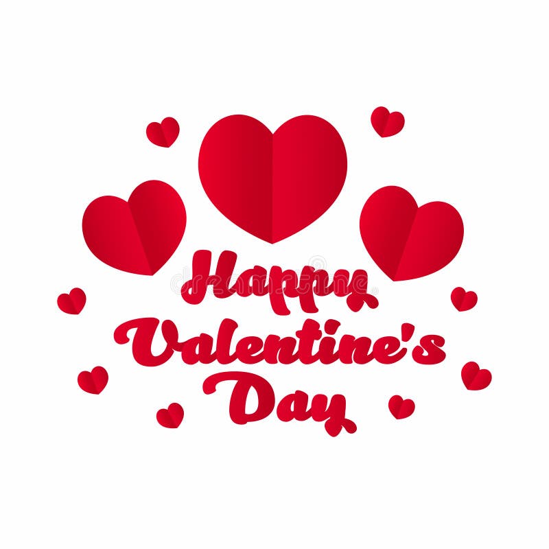 Día feliz del `s de la tarjeta del día de San Valentín Corazones rojos con las letras en el fondo blanco Bandera del día del ` s stock de ilustración Día feliz del `s de la tarjeta del día de San Valentín Corazones rojos con las letras en el fondo blanco Bandera del día del ` s stock de ilustración