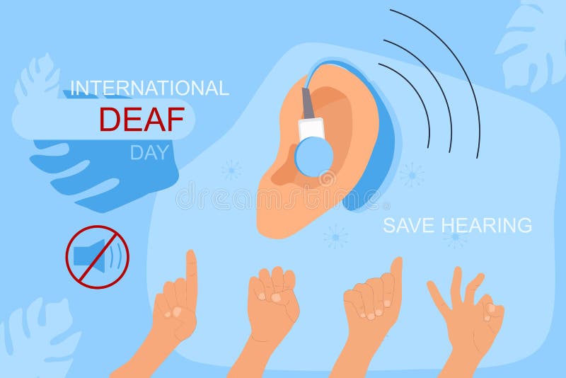 Sign language communication.Hearing disability concept,ear protection.Equal rights.Language of the deaf.Deafness people, gestures for communication. Sign language communication.Hearing disability concept,ear protection.Equal rights.Language of the deaf.Deafness people, gestures for communication
