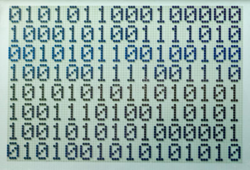 Binary system digits, bits data array, zeroes and ones, 1 0 abstract computer science technology background texture, bit stream, simple retro LCD screen, display detail, extreme closeup, nobody. Binary system digits, bits data array, zeroes and ones, 1 0 abstract computer science technology background texture, bit stream, simple retro LCD screen, display detail, extreme closeup, nobody