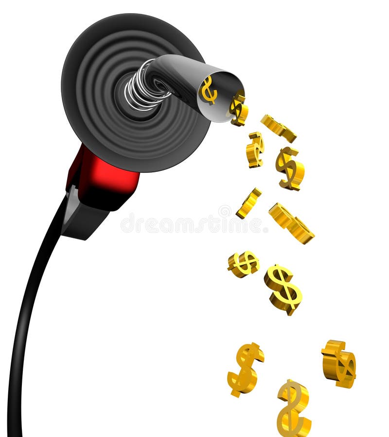 Bomba de gasolina com dólar ilustração stock