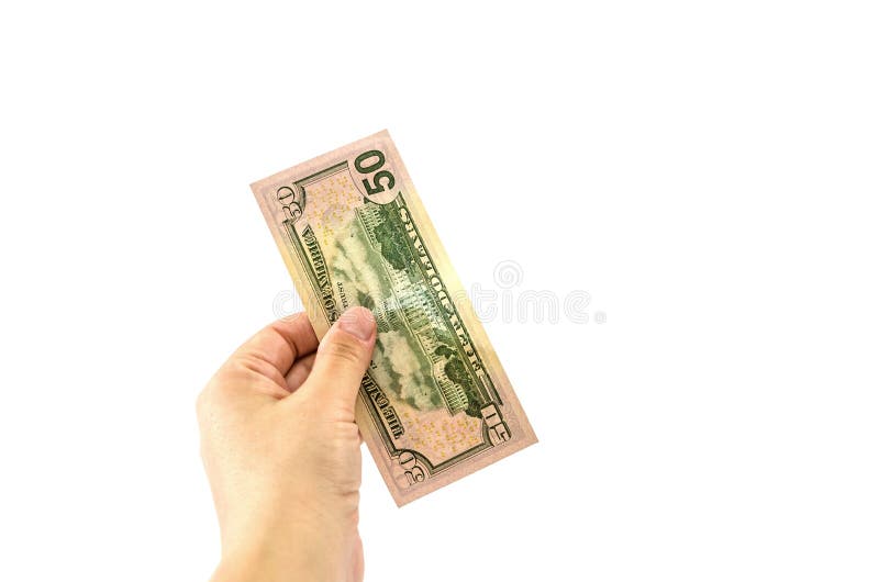 50 dólares à disposição no fundo branco foto de stock royalty free 50 dólares à disposição no fundo branco foto de stock royalty free