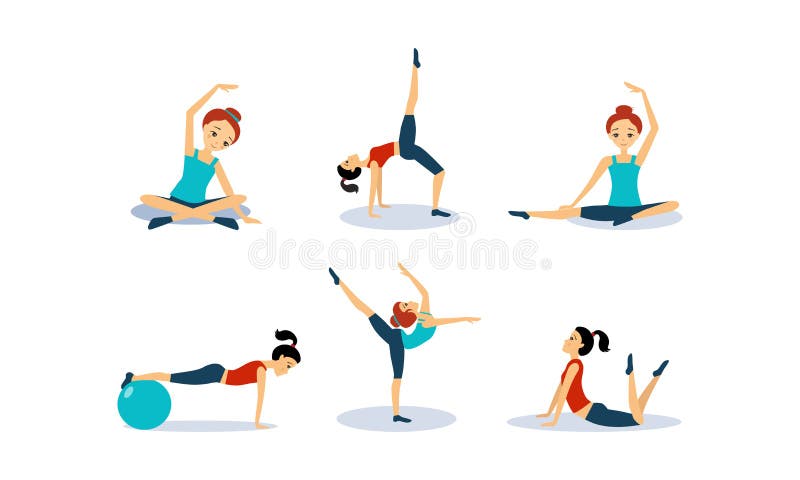 Slim young woman doing fitness workout, active healthy lifestyle concept vector Illustration isolated on a white background. Slim young woman doing fitness workout, active healthy lifestyle concept vector Illustration isolated on a white background.