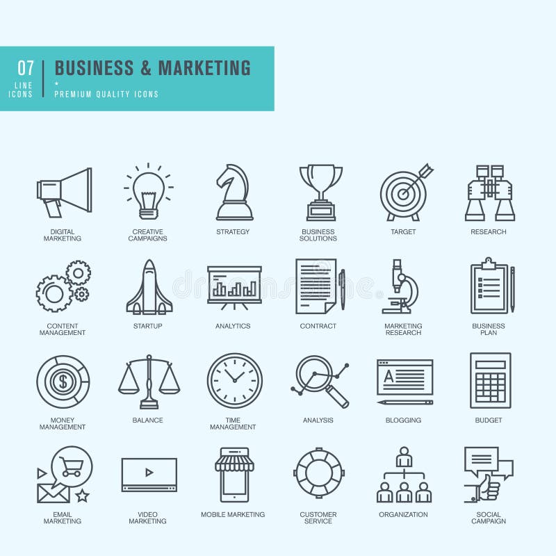Dünne Linie Ikonen eingestellt Ikonen für Geschäft, digitales Marketing stock abbildung Dünne Linie Ikonen eingestellt Ikonen für Geschäft, digitales Marketing stock abbildung
