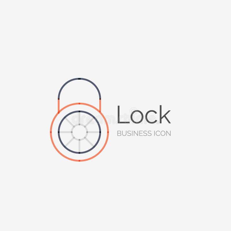 Dünne Linie ordentliches Designlogo, Verschlusskonzept lizenzfreie abbildung Dünne Linie ordentliches Designlogo, Verschlusskonzept lizenzfreie abbildung