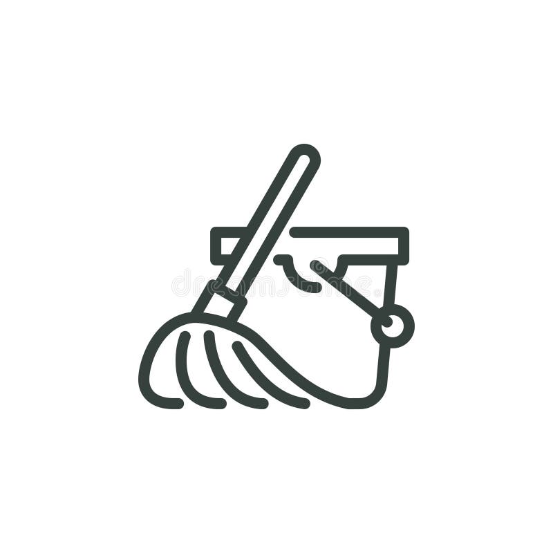 Dünnschichteimer und -motte. Hinweis für die Reinigung der Zimmer Sauberkeit Reinigung der Räume. Vektor lizenzfreie abbildung