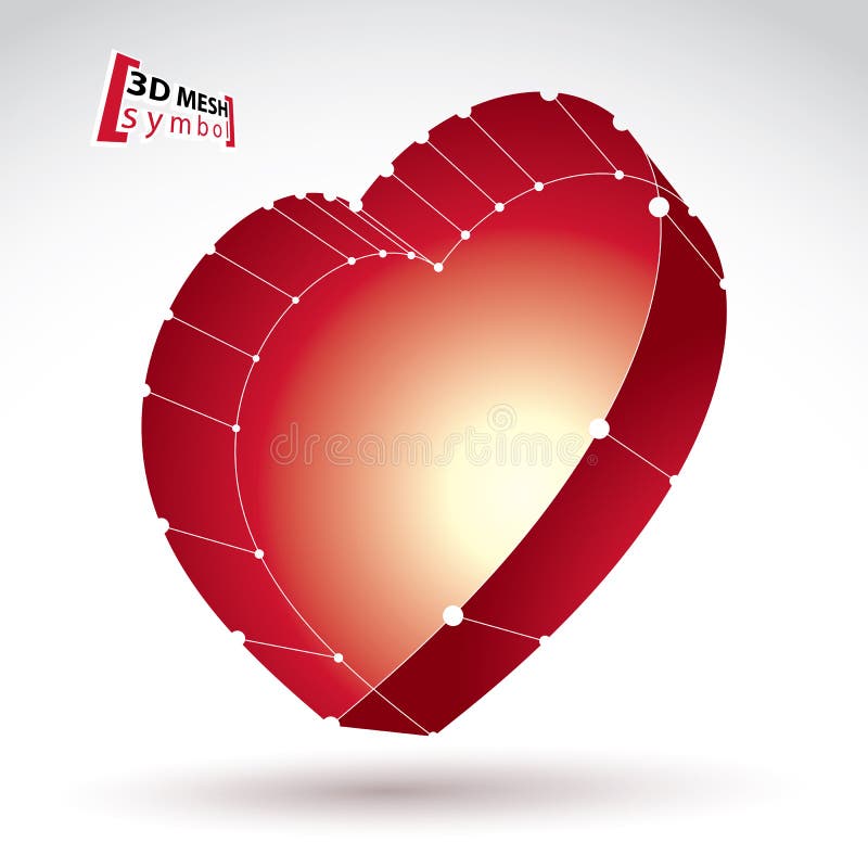 3d mesh stylish web red love heart sign on white background, colorful elegant carcass loving heart icon, dimensional sketch tech cardiology symbol, bright clear eps 8 vector illustration, medical sign. 3d mesh stylish web red love heart sign on white background, colorful elegant carcass loving heart icon, dimensional sketch tech cardiology symbol, bright clear eps 8 vector illustration, medical sign.