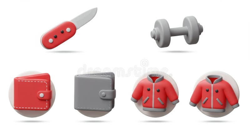 3D渲染图标 : 日常携带 库存例证