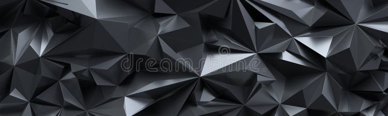 3d render, abstract black crystal background, geometrical carbon backdrop, wide panoramic polygonal wallpaper. 3d render, abstract black crystal background, geometrical carbon backdrop, wide panoramic polygonal wallpaper.