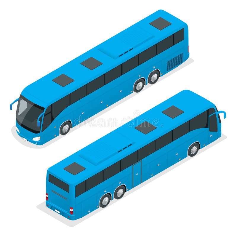 3D isometric bus. Tourist bus. Global transportation. Vector isometric bus. 3D isometric bus. Tourist bus. Global transportation. Vector isometric bus