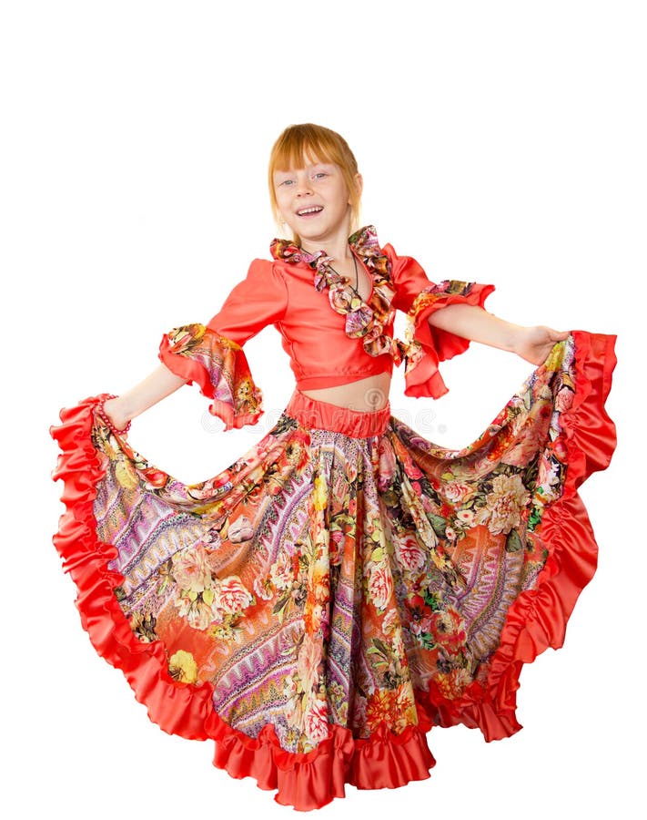 Beautiful Girl in a Gypsy Dress Foto de Stock Imagem de golpear