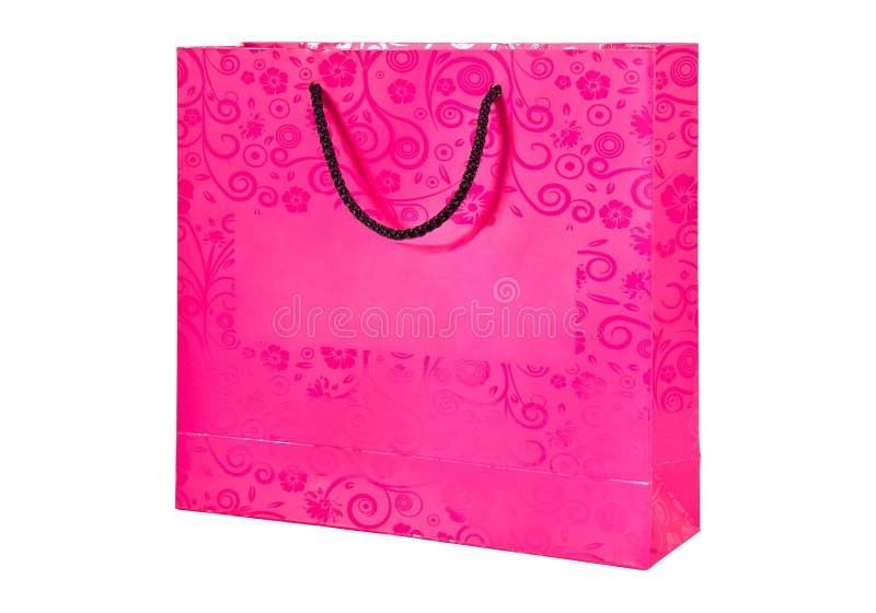 Pink Colored Patterned and Empty Paper Bag Fotografia Stock Immagine