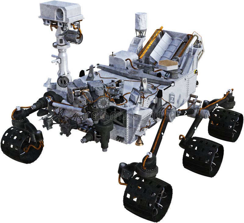 Illustration of the planet Mars robot rover used in outer space exploration. The vehicle is cutting edge technology used by NASA. Isolated on white, PNG file available.