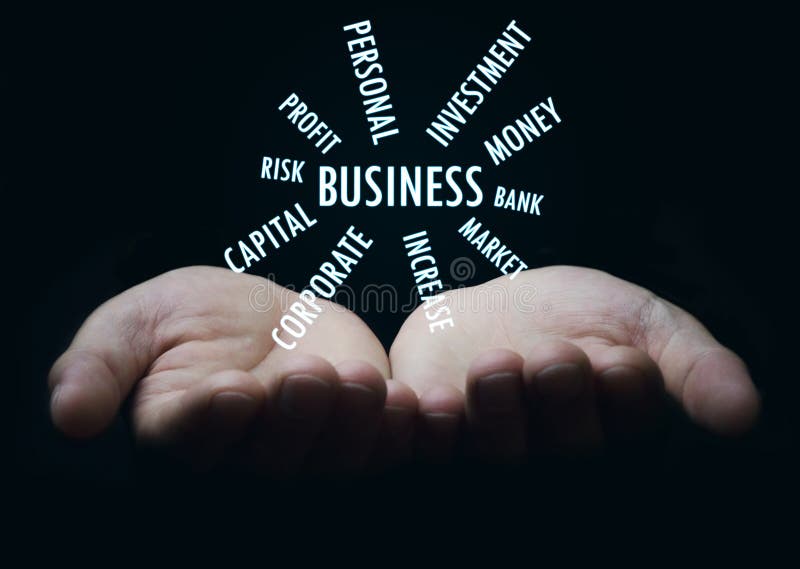 Hands Holding Business Words. Fotografia Stock Immagine di