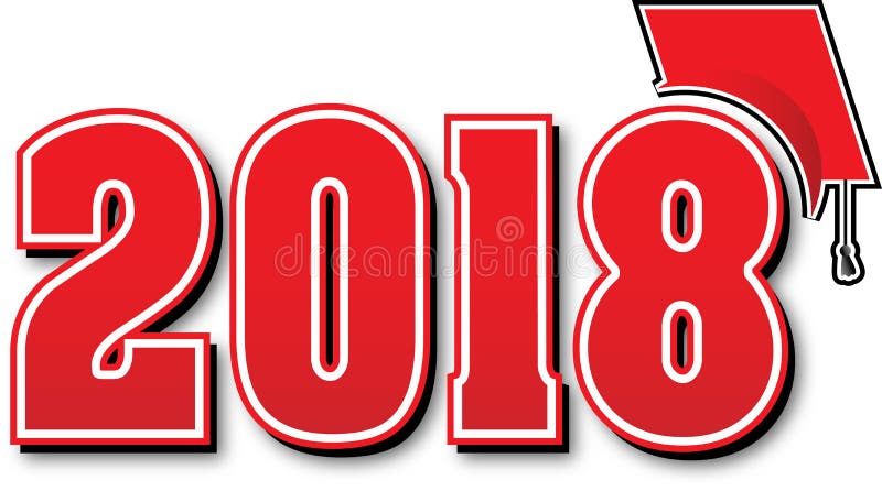 Large Red 2018 with Graduation Cap for Class of 2018. Large Red 2018 with Graduation Cap for Class of 2018