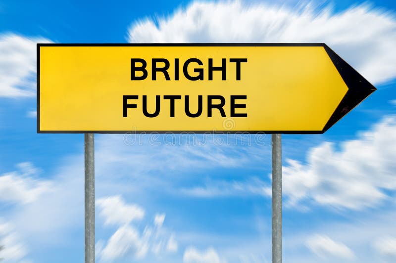 Yellow Street Concept Bright Future Sign Image stock Image du