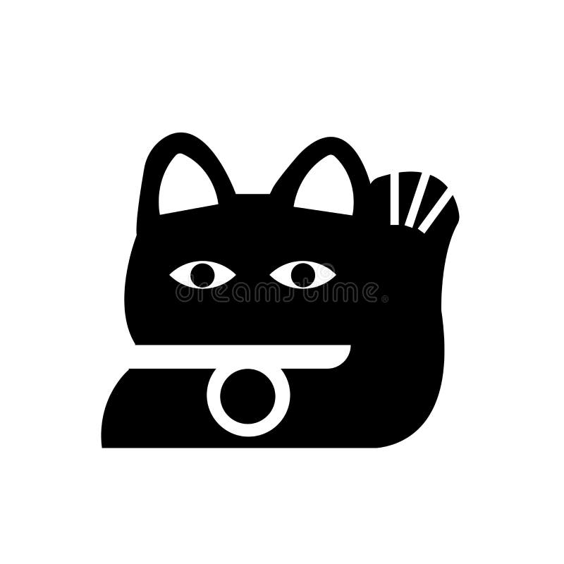 Japanese Cat Head Icon Vector Sign And Symbol Isolated On White